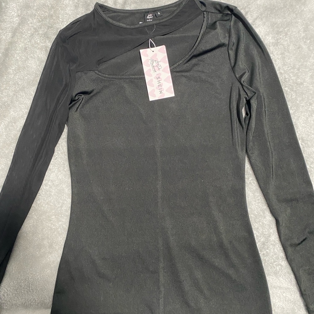 SHEIN Elegant Black Long Sleeve Dress